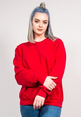 VINTAGE 90'S RED BASIC SWEATSHIRT JUMPER