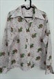 70S RETRO WHITE FLORAL SHIRT - LARGE 