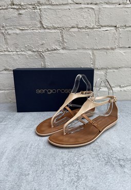 Sergio Rossi Jelly & Leather Flat Sandals Size UK 3