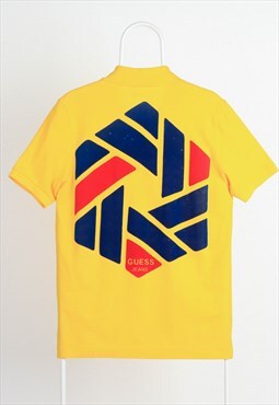 Vintage Guess Logo Polo Shirt Yellow