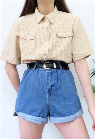 RETRO 90S VINTAGE YELLOW & WHITE CHECK SHIRT