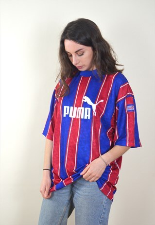 90'S VINTAGE BLUE & RED PUMA LOGO T SHIRT