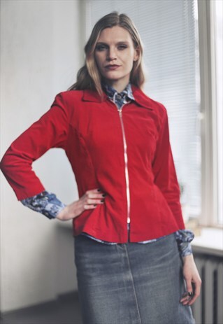 VINTAGE 80'S RED RETRO VELVET JACKET
