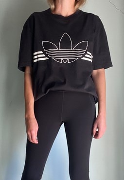 Vintage Black Adidas 3 Stripes T-Shirt