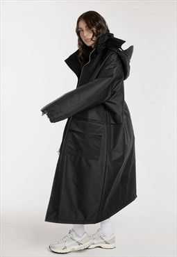 Longline Hoodie coat oversize in black