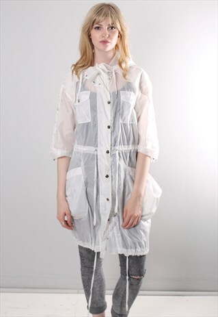 VINTAGE 90S CLEAR RAIN MAC COAT JACKET