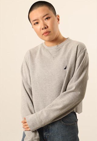 VINTAGE NAUTICA EMBROIDERED LOGO CROPPED SWEATSHIRT