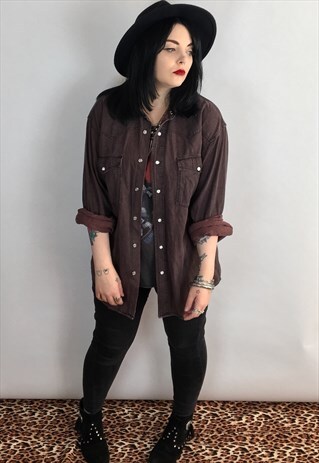 VINTAGE BROWN GRUNGE STYLE SHIRT SIZE MEDIUM