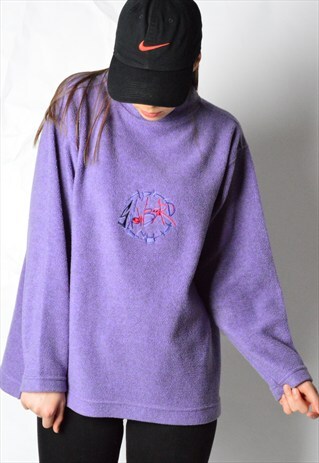 VINTAGE 90S PURPLE EMBROIDERED SNOWBOARD FLEECE JUMPER