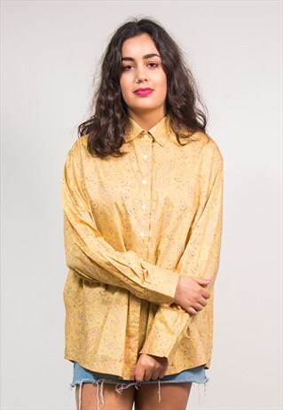 VINTAGE 90'S LIBERTY OF LONDON YELLOW PAISLEY PATTERN SHIRT