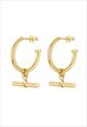 TITAN. GOLD T BAR HOOP EARRINGS