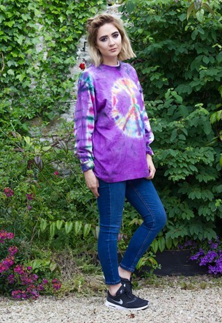 VINTAGE PEACE LOGO HIPPIE TYE DIE SWEATSHIRT