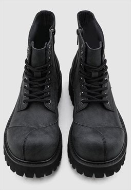 Punk platform ankle boots Gothic platform catwalk shoes