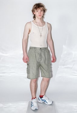 Vintage Y2K gorpcore cargo shorts in light khaki green