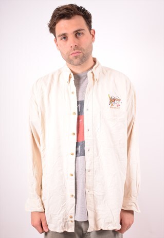 LEE MENS VINTAGE SHIRT LARGE BEIGE 90S