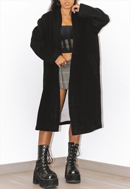 Vintage 90s Black Long Wool Coat