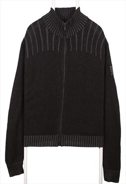Vintage 90's Calvin Klein Fleece Jumper Knitted Zip Up Black