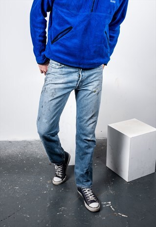 VINTAGE LEVI'S 501 JEANS IN BLUE DENIM PAINT MARKS