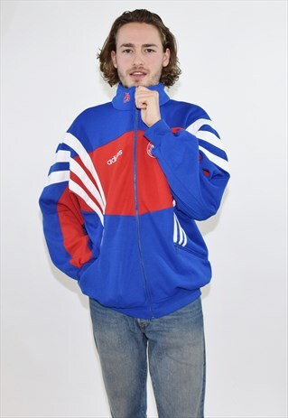 VINTAGE 90S BLUE RED ADIDAS TRACKSUIT TOP JACKET