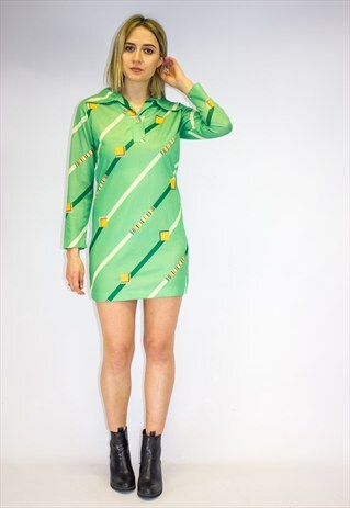 VINTAGE 70'S GREEN SHIRT DRESS