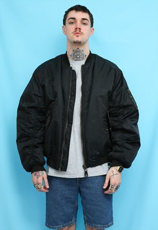 VINTAGE MA1 BLACK FLIGHT BOMBER JACKET