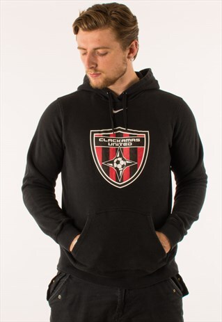 VINTAGE BLACK NIKE MIDDLE SWOOSH HOODIE PULLOVER