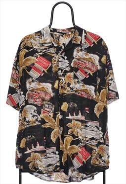 Vintage Water Game Black Hawaiian Shirt Womens