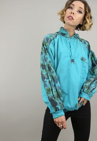 VINTAGE 80S/90S OVERSIZED BLUE SWEATER TOP