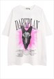 Animal skull t-shirt Dark plan tee retro Gothic top in white