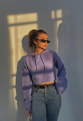 PURPLE CROPPED STREETWEAR HOODIE