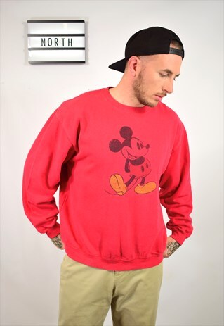 VINTAGE 90S RED MICKEY STANDING PRINT SWEATER UNISEX
