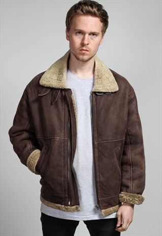 VINTAGE SUEDE AVIATOR SHERPA JACKET