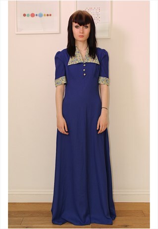 40S STYLE MAXI BLUE DRESS
