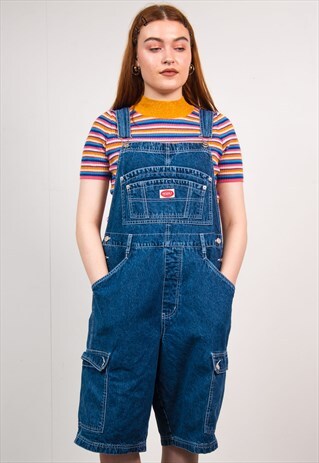 90'S BLUE DENIM DUNGAREES SHORTS