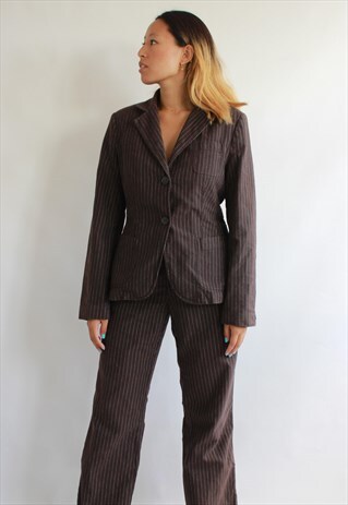 VINTAGE BROWN PIN-STRIPPED SUIT
