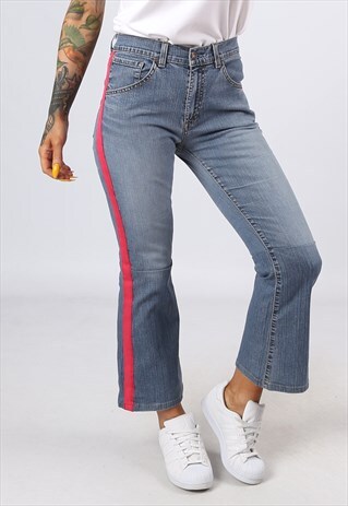KICK FLARE SIDE STRIPE REWORKED JEANS FLARED UK 10 (H31G)