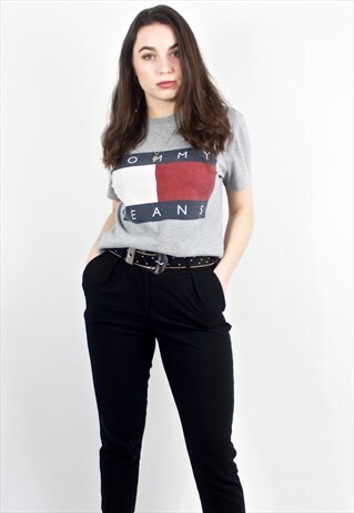 90'S RARE RETRO GREY SPELL-OUT LOGO T-SHIRT