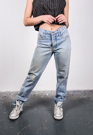 VINTAGE HIGH-WAISTED LEVI'S 501 BLUE PAINT MOM JEANS
