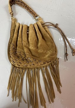 Jimmy Choo New Fringe Suede Bag with leather animal strips 