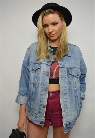 VINTAGE 90S LEVI'S MEDIUM BLUE WASH DENIM JACKET GRUNGE