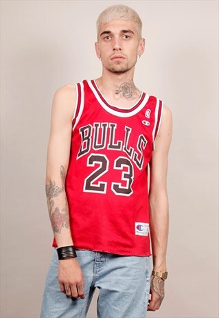 VINTAGE 80'S CHAMPION BULLS 'JORDAN' RED BASKETBALL VEST