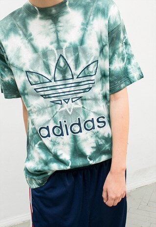 VINTAGE ADIDAS UNISEX TSHIRT BATIK TIE DYE SHORT SLEEVED 90S