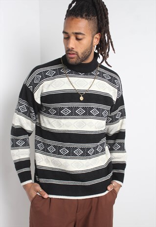 VINTAGE ABSTRACT CRAZY PATTERNED JUMPER MULTI