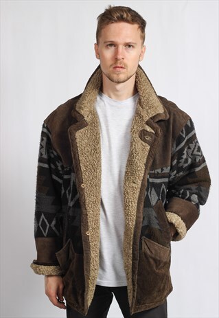 VINTAGE AZTEC FESTIVAL FLEECE LINED JACKET