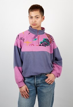 Vintage Puma 1/4 Zip Sweatshirt in Purple