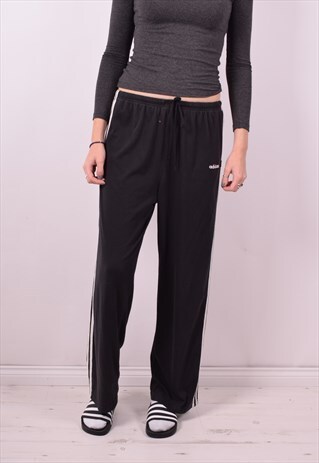 ADIDAS WOMENS VINTAGE TRACKSUIT TROUSERS W30 L27 BLACK 90S