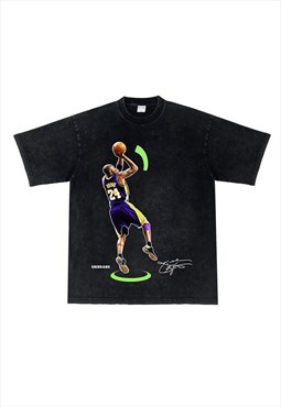 Black Washed Kobe Graphic fans Retro T shirt tee 