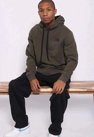 VINTAGE NORTH FACE LOGO SPELL OUT HOODIE GREEN