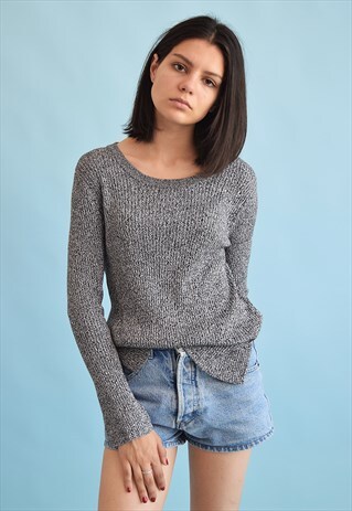 90'S RETRO JAZZY RIBBED KNIT TEEN JUMPER TOP