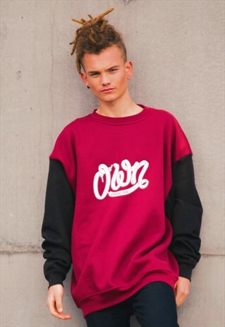 OC CONTRAST SWEATSHIRT - BLACK / MARRON